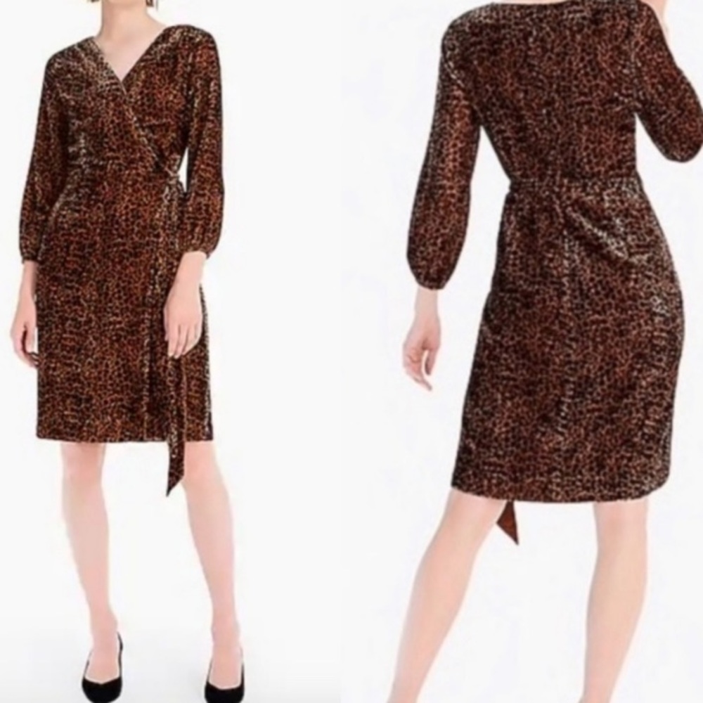J. Crew Velvet Leopard Print Mini Dress size 4 Tall